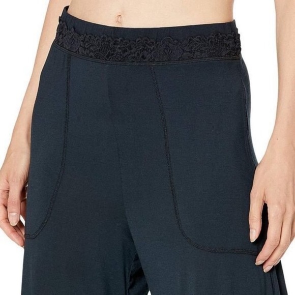 Free People Maddie Wide Leg Sleep or Lounge Pants Black - Picture 3 of 10